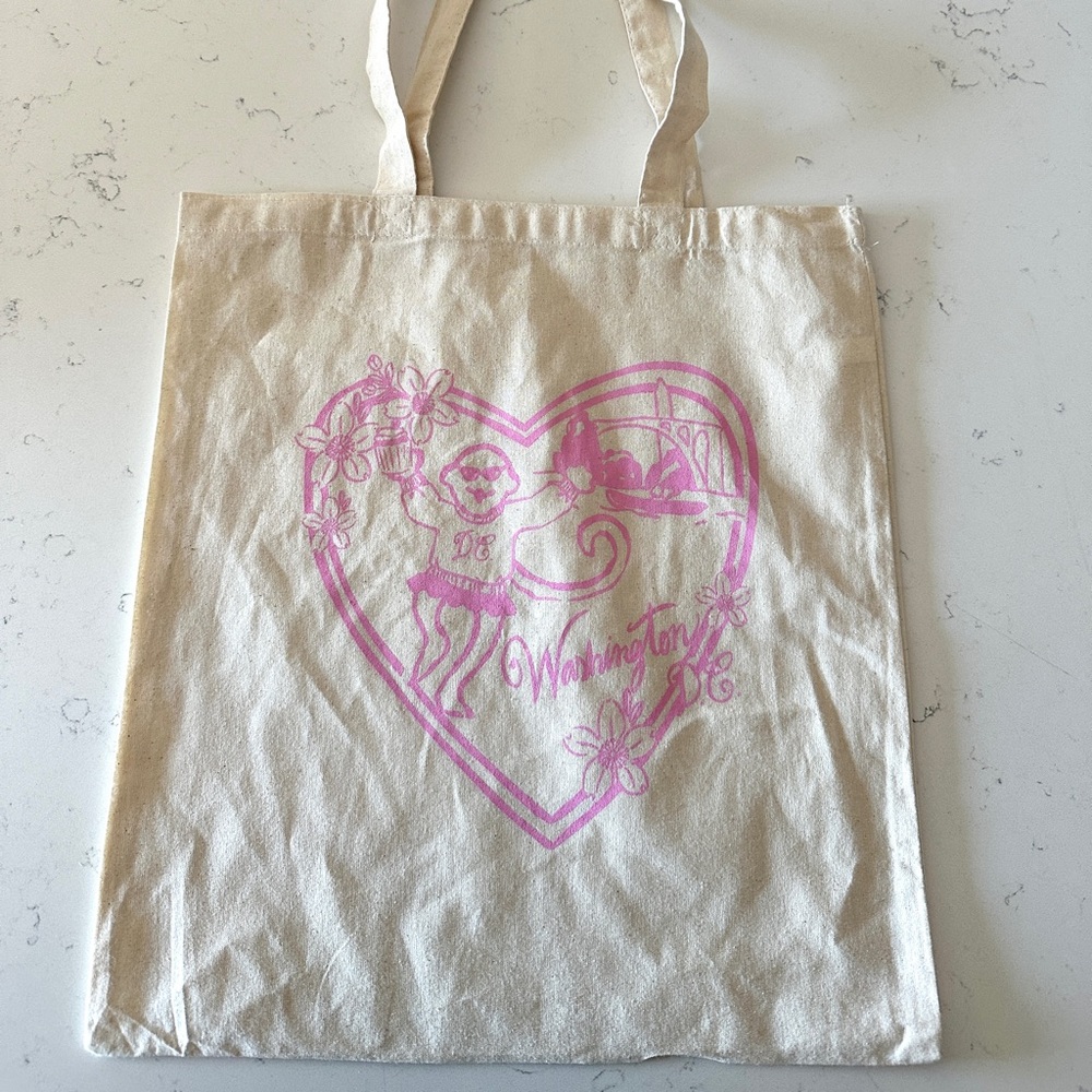 Roller Rabbit Cream Tote with Pink Design